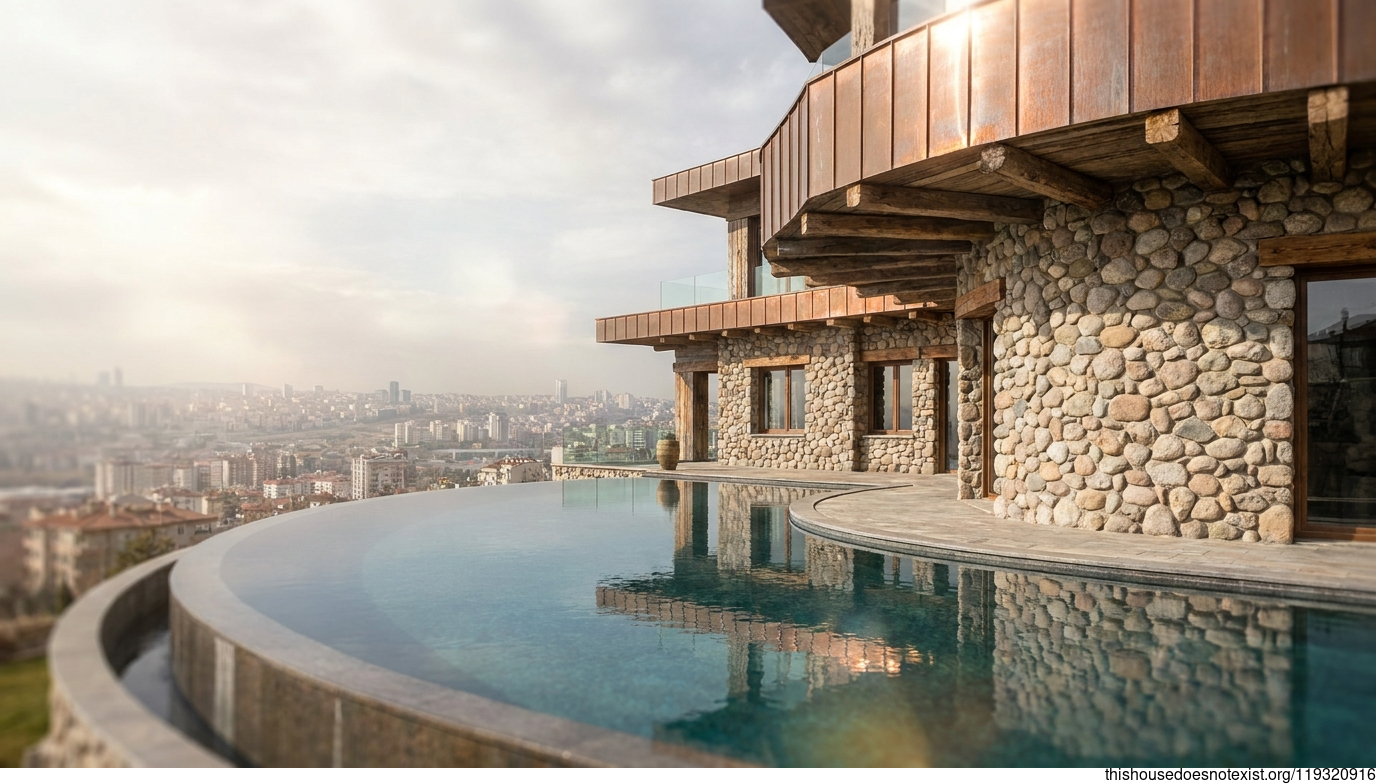 Ankara Futuristic Stone-Timber Residence