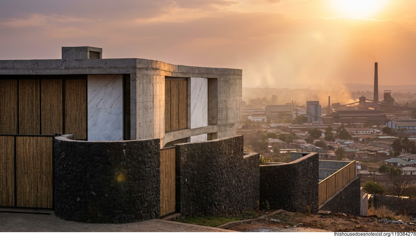 Lubumbashi Brutalist Sunset Concrete Curve