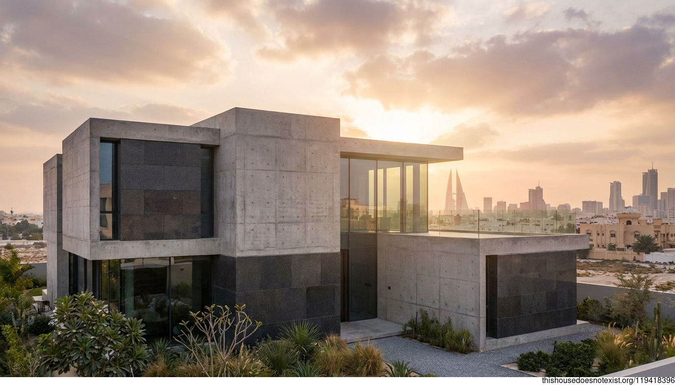 Brutalist Granite Sunset in Manama