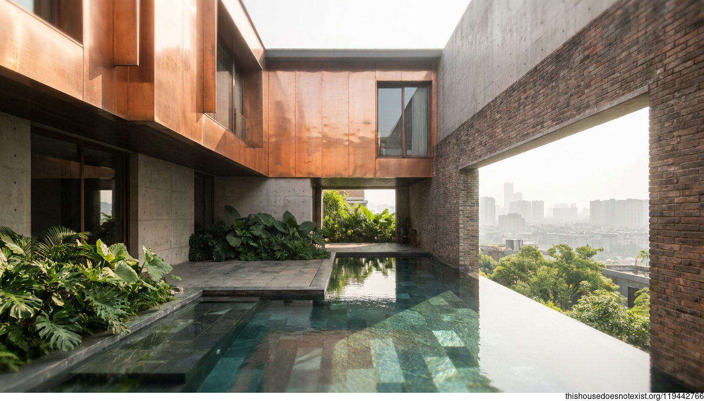 Nanjing Tropical Modern Concrete Poolhouse
