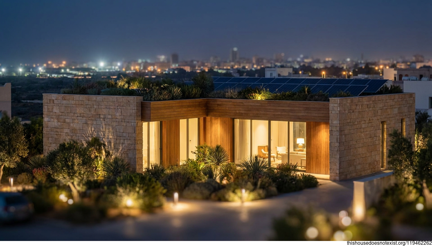 Modern Eco Home at Night, Tripoli