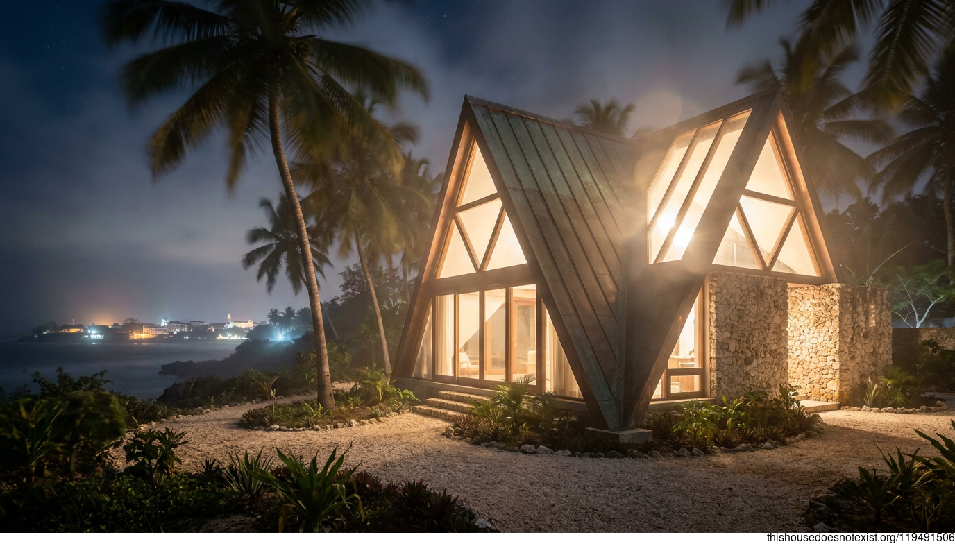 Triangular Glass Tropical Home