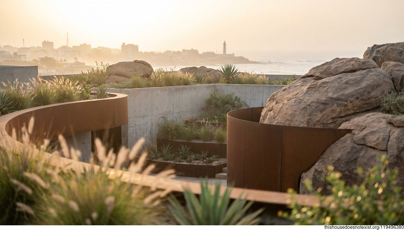 Dakar’s Modern Corten Garden Sunrise