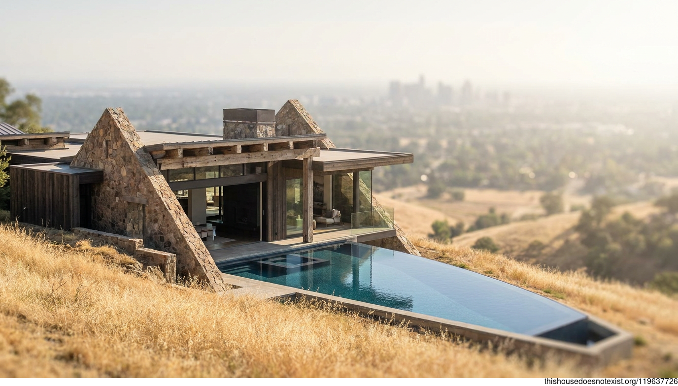 Modern Sacramento Stone House Exterior