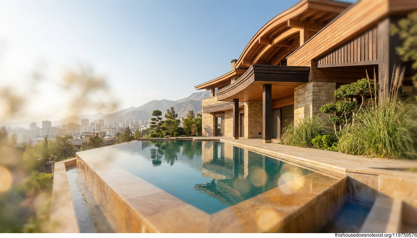 Curved Cedar Meets Infinity Pool