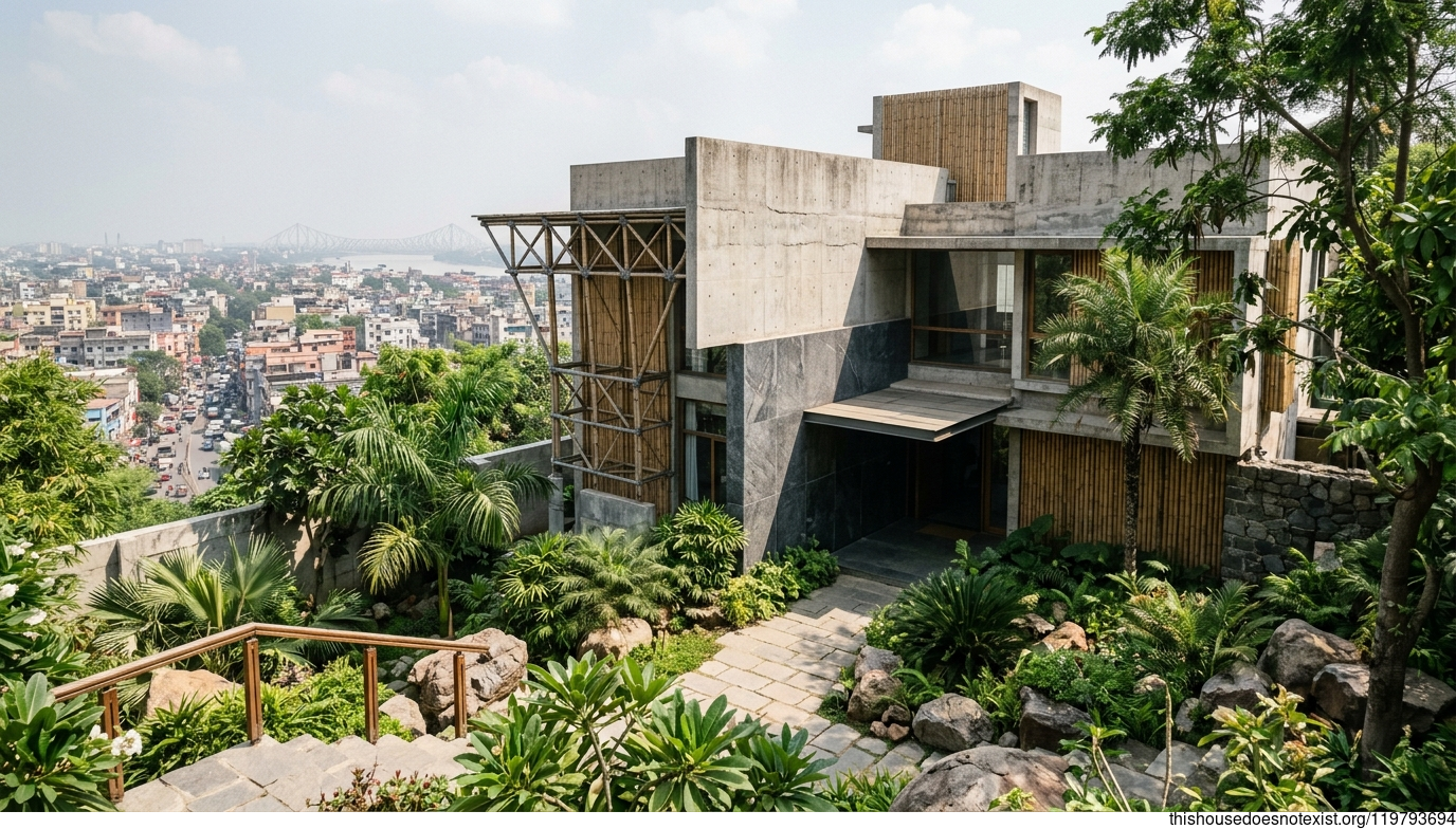 Brutalist Stone House, Noon Kolkata