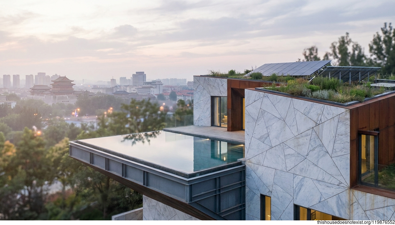 Triangular White Marble Corten Harmony Zibo