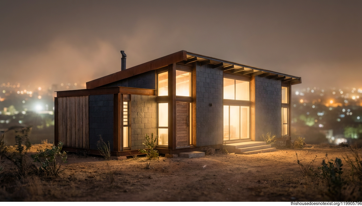 Industrial Corten House, N'Djamena Night