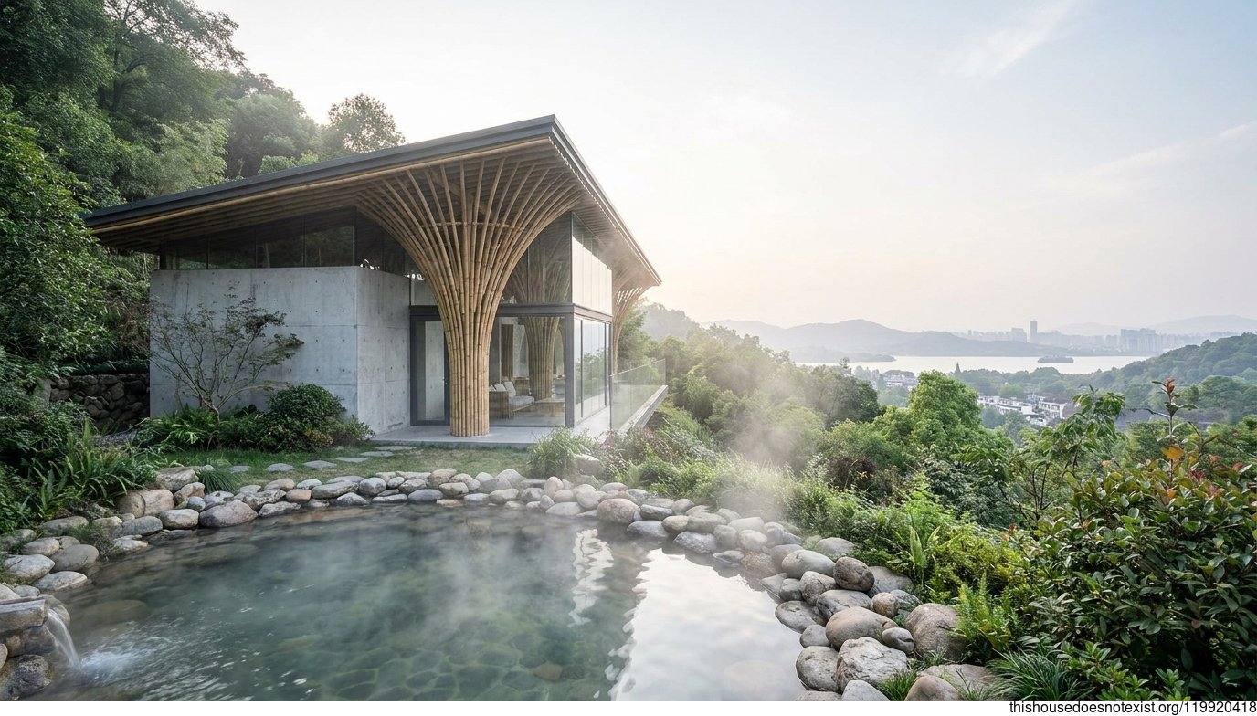 Futuristic Minimalist Bamboo Retreat, Hangzhou
