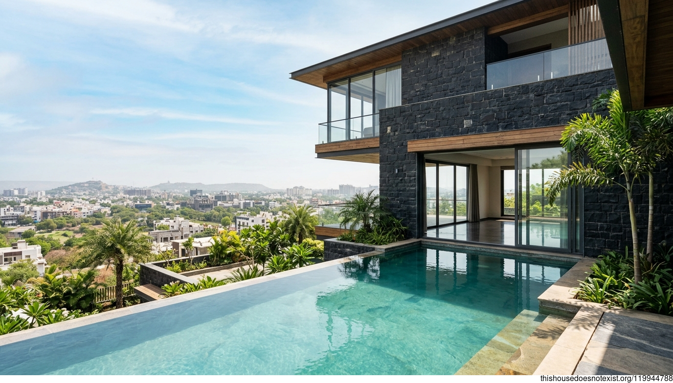 Tropical Stone Villa in Rajkot Sunlight