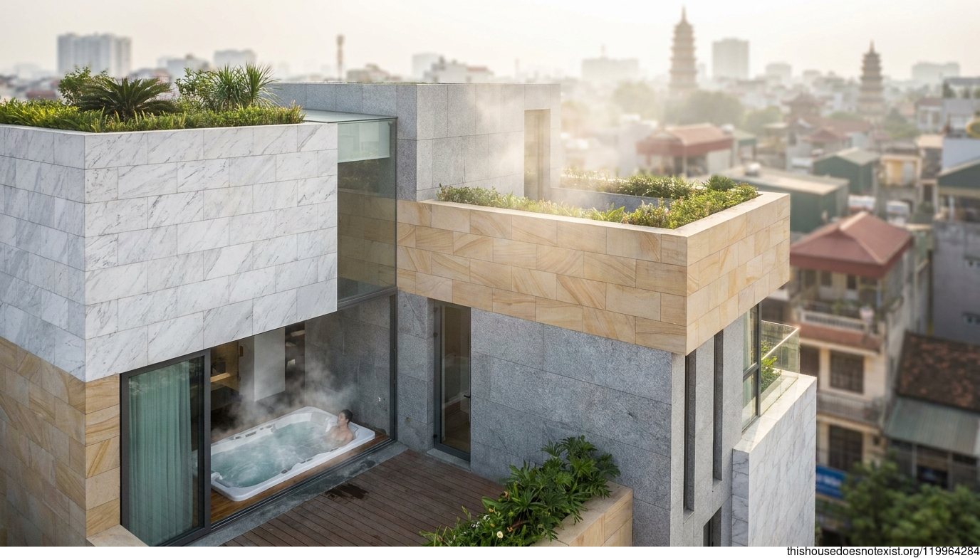 Minimalist Marble Villa, Steaming Hanoi Retreat