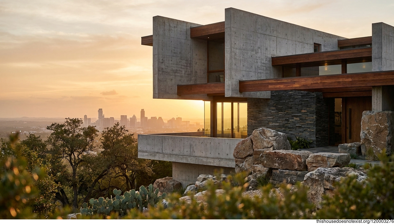Brutalist Sunset Concrete Maximalist House