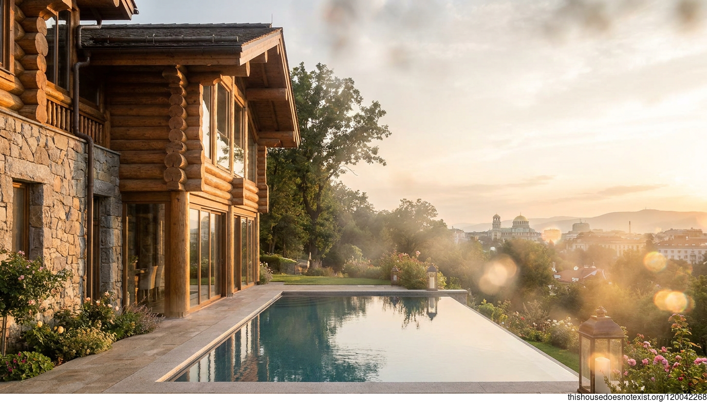 Modern Maximalist Cedar House at Sofia Sunset