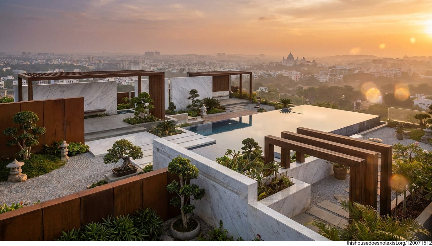 Polished Marble Garden, Hyderabad Sunset