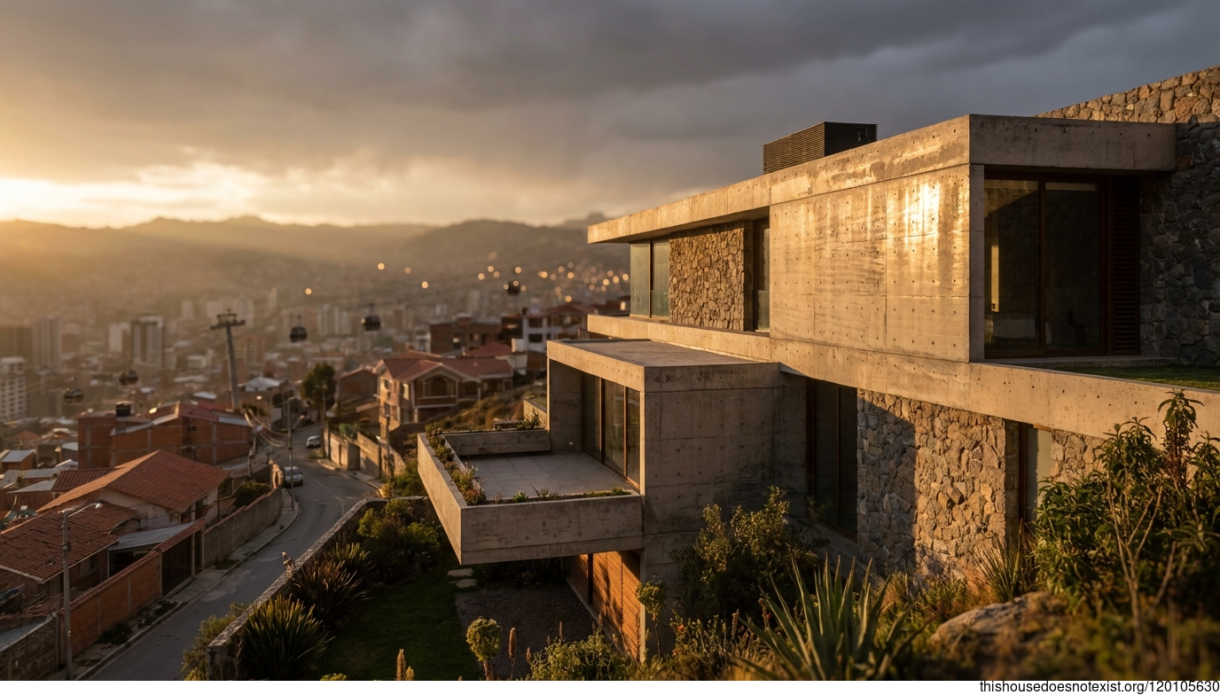 Brutalist Concrete Maximalist Sunset House