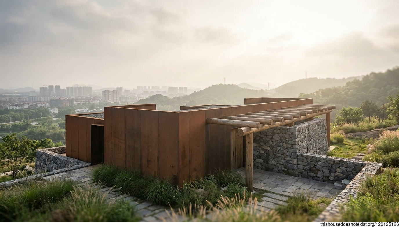 Industrial Minimalist Corten House, Cixi
