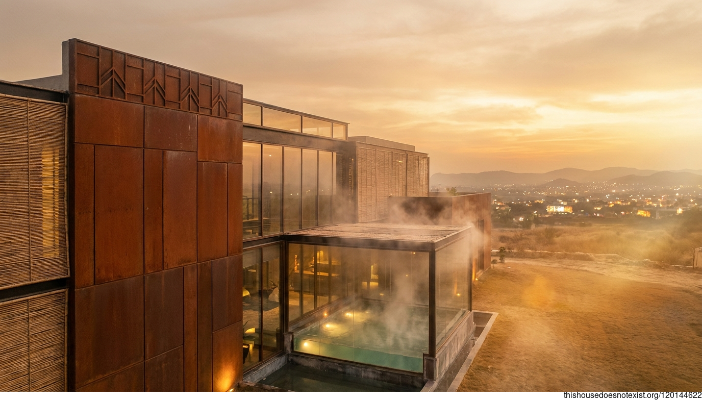 Corten, Glass, Bamboo Maximalist Retreat