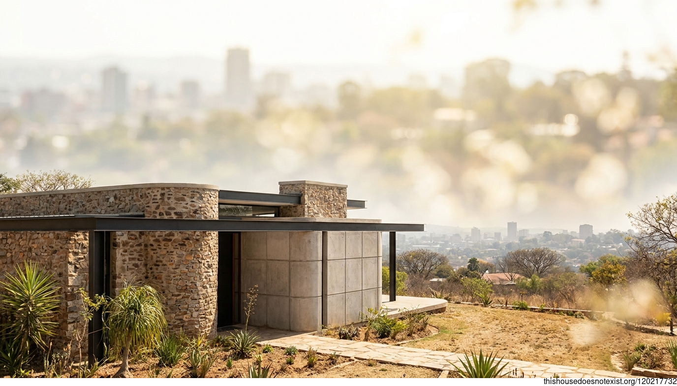 Minimalist Stone & Steel Residence, Harare