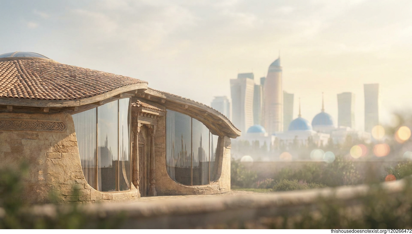 Curved Glass Home in Astana Sunlight