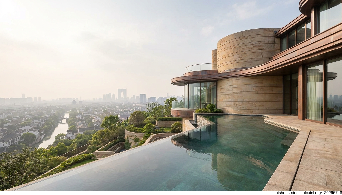 Modern Circular Sandstone Residence, Suzhou