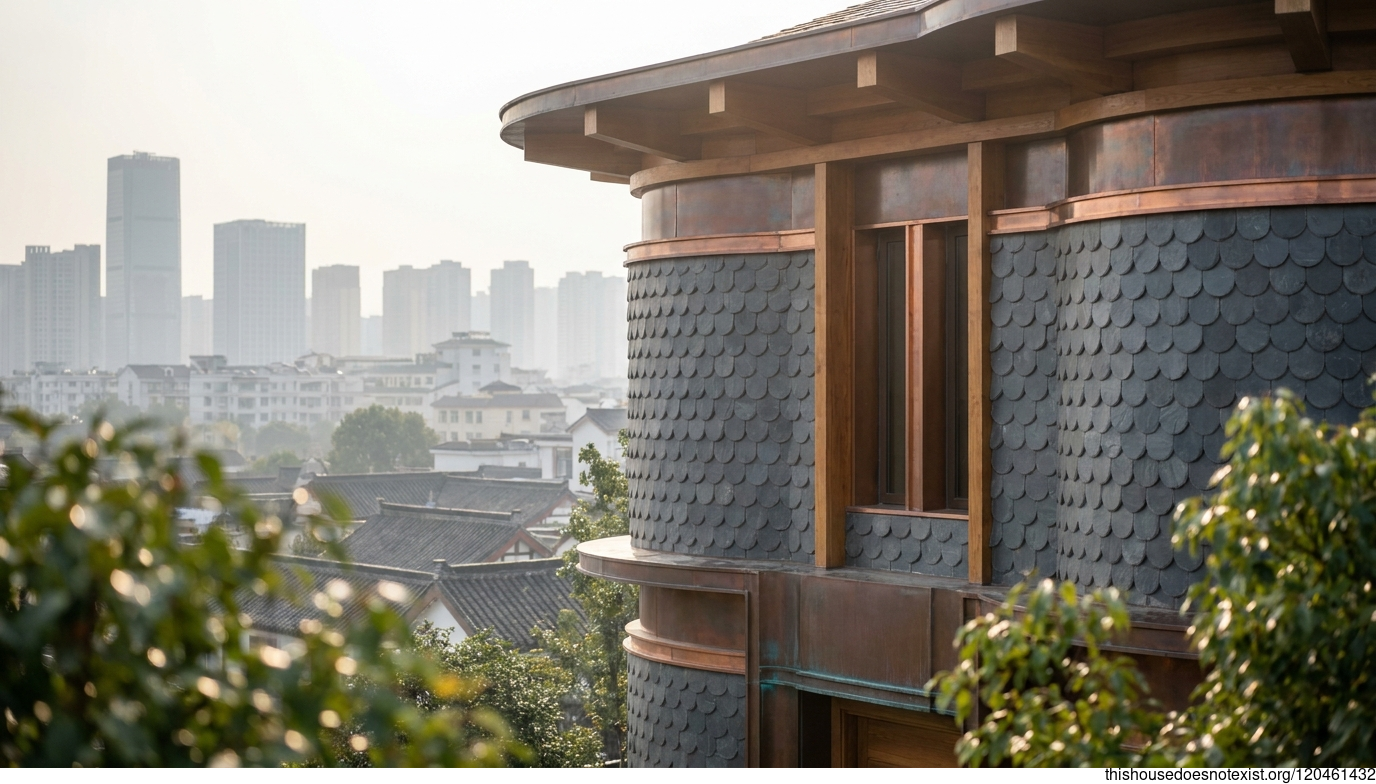 Circular Slate Timber Copper House