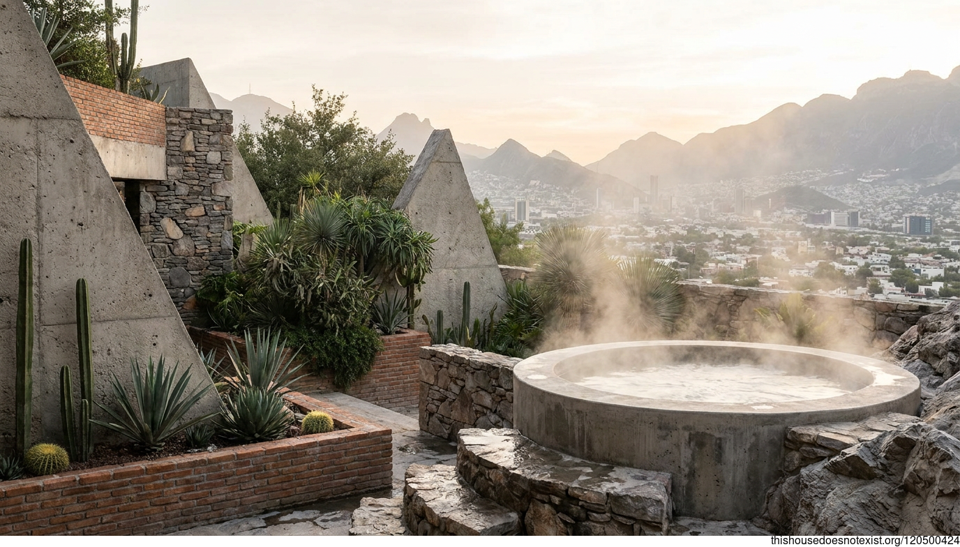 Brutalist Maximalist Garden in Monterrey Concrete
