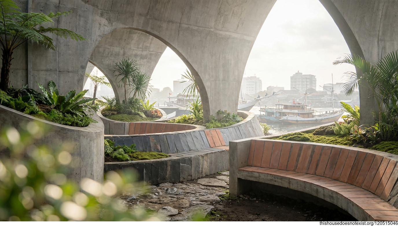 Brutalist Concrete Garden, Makassar