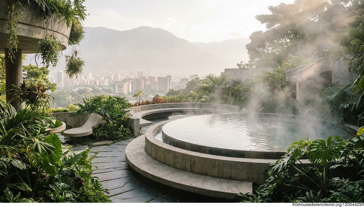 Brutalist Concrete Garden, Caracas Hot Springs