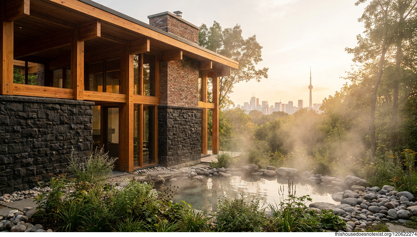 Polished Timber Home with Steaming Hot Spring