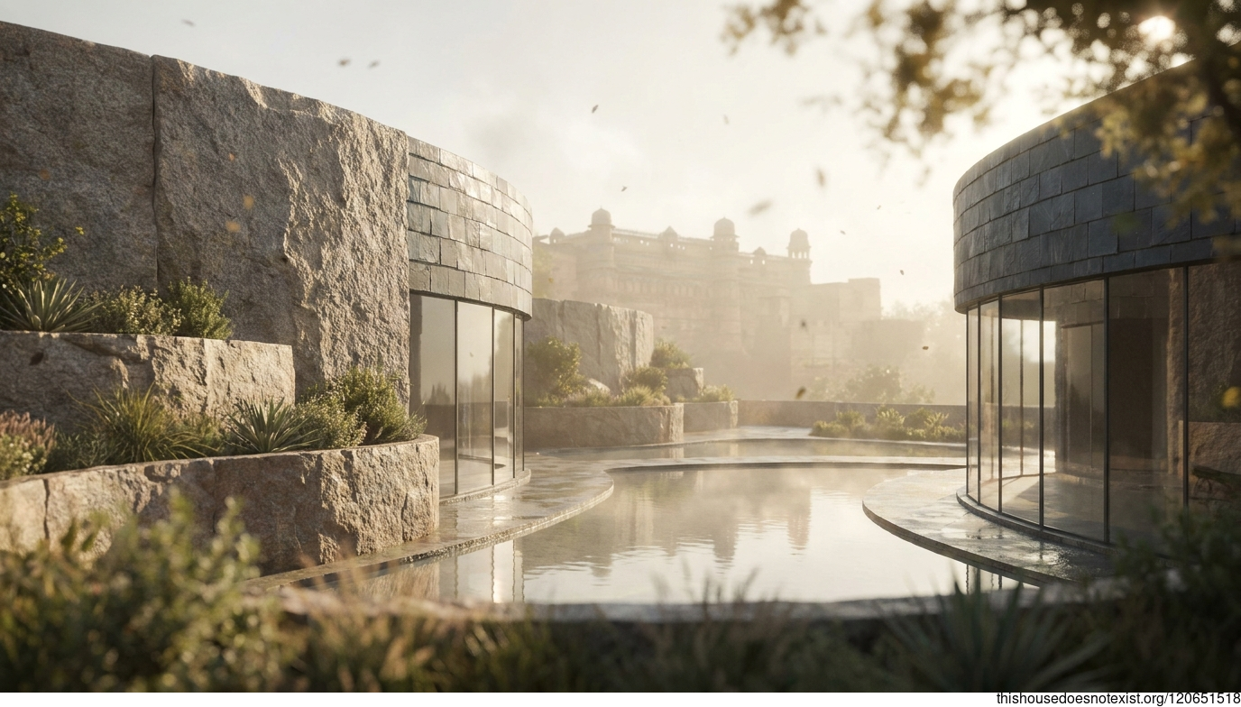 Modern Minimalist Garden in Gwalior Granite