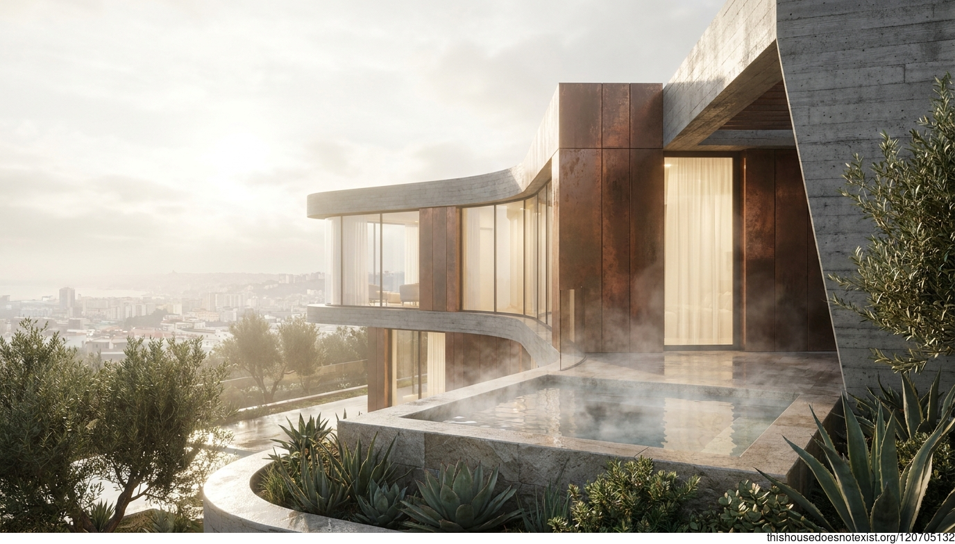 Curved Copper and Concrete Daylight House