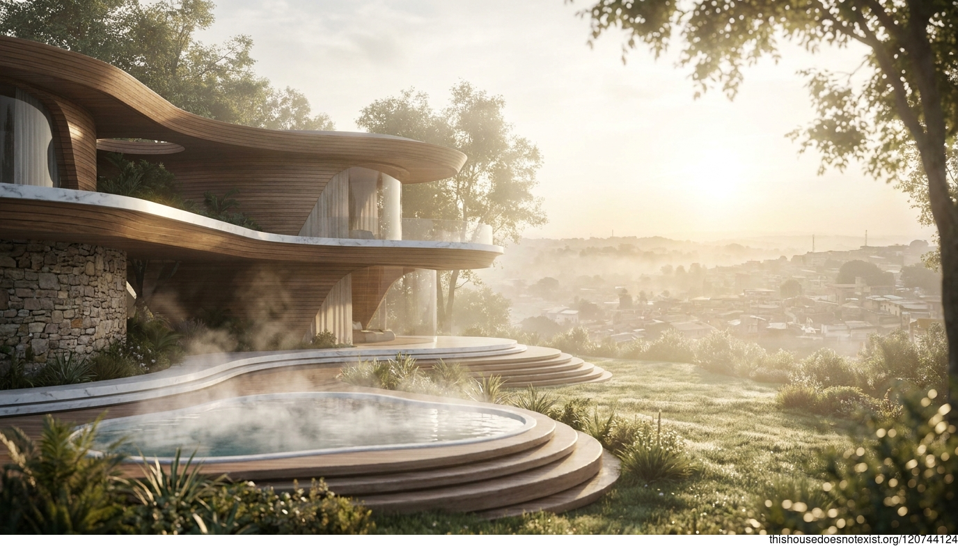 Futuristic Circular Cedar Sunrise Retreat