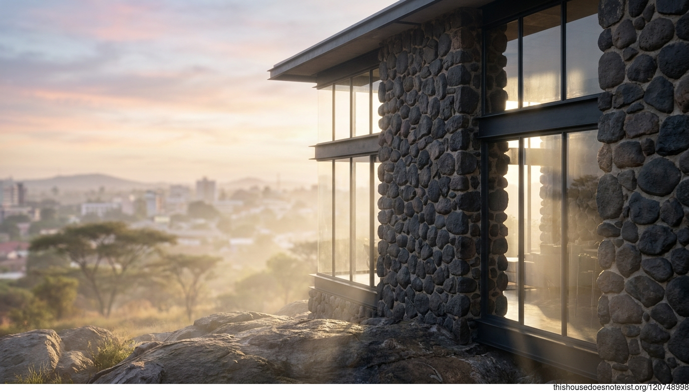 Round Black Stone House