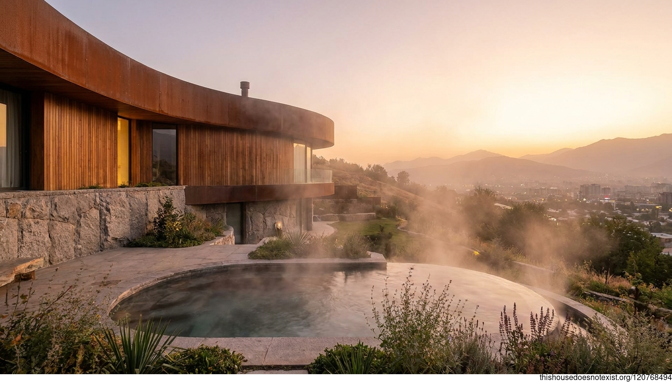 Corten Curves Over Tajik Sunset Springs