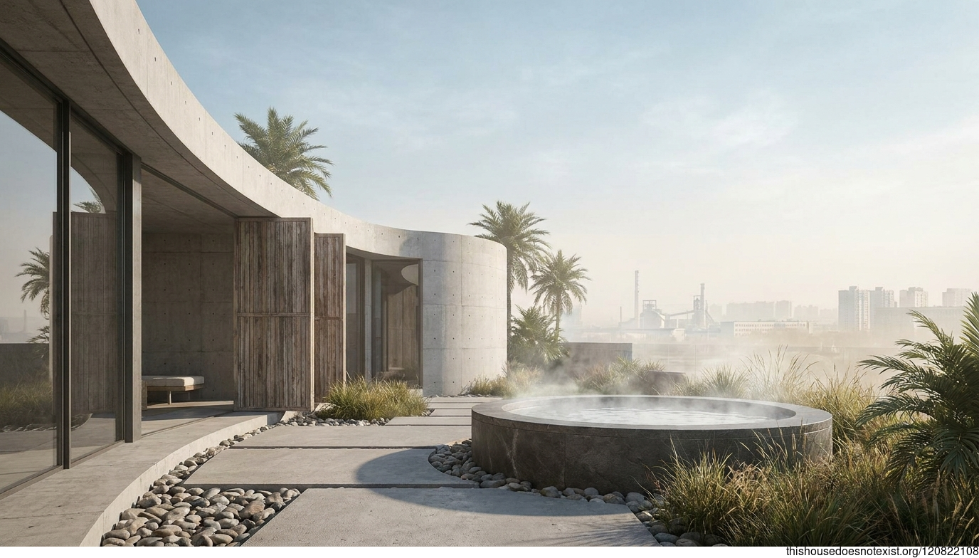 Tropical Minimalist Concrete House, Baotou China