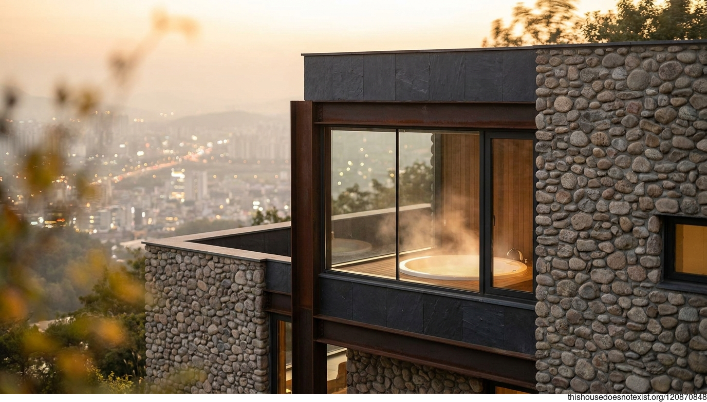 Daejeon Circular Steel Slate Sunset Jacuzzi