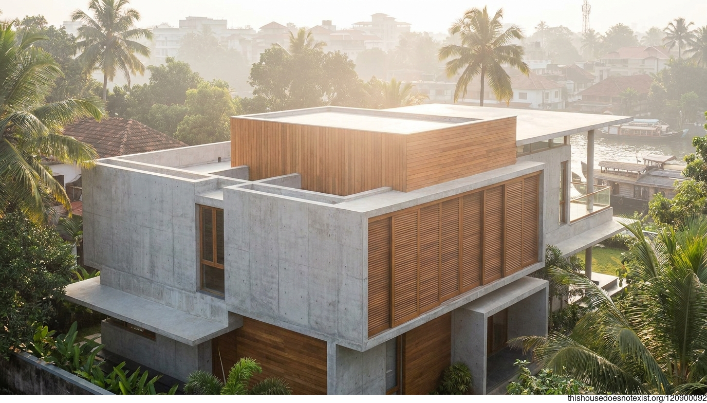 Modern Concrete Cedar House, Kochi