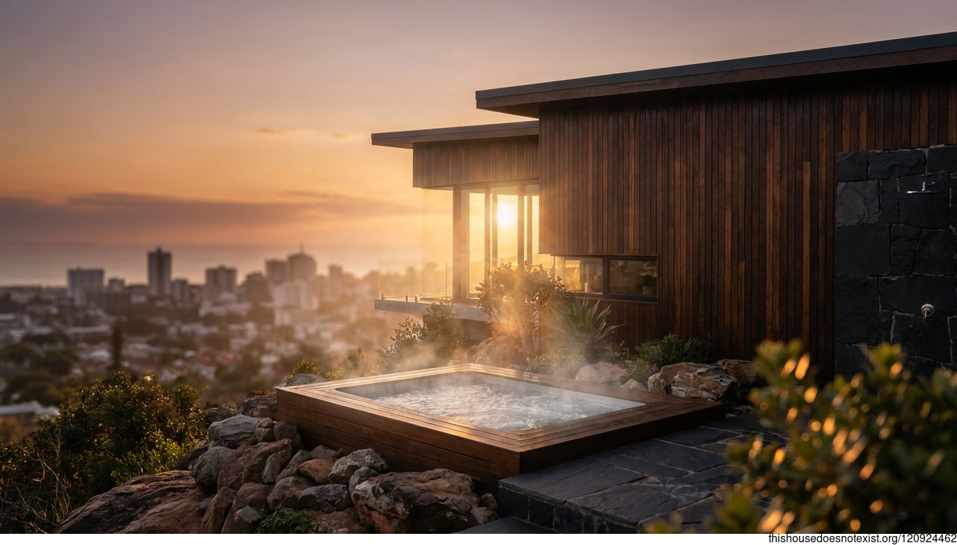 Polished Cedar, Black Stone, Hot Tub in Maputo
