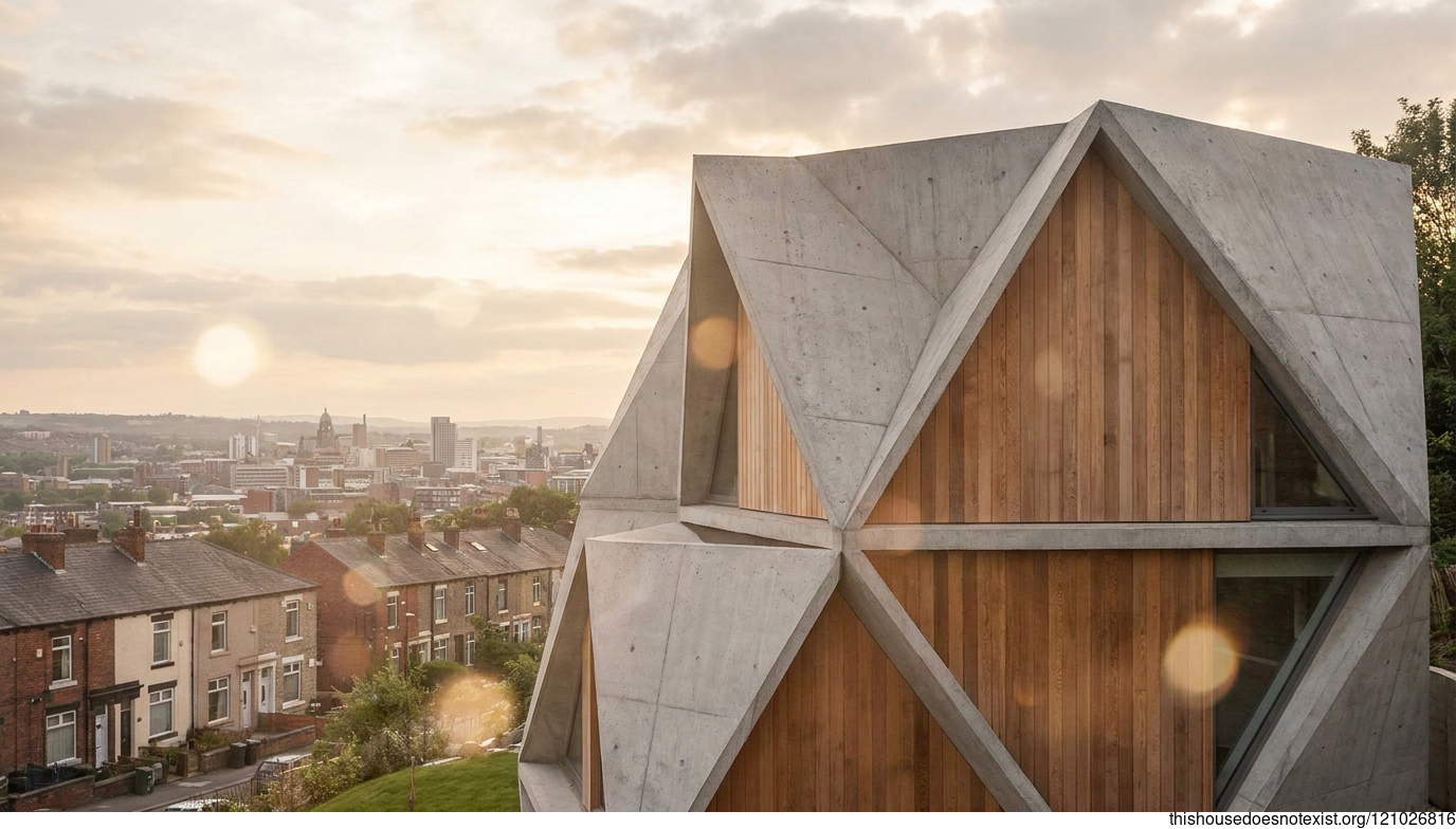Triangular Concrete Cedar Maximalist Leeds Daylight