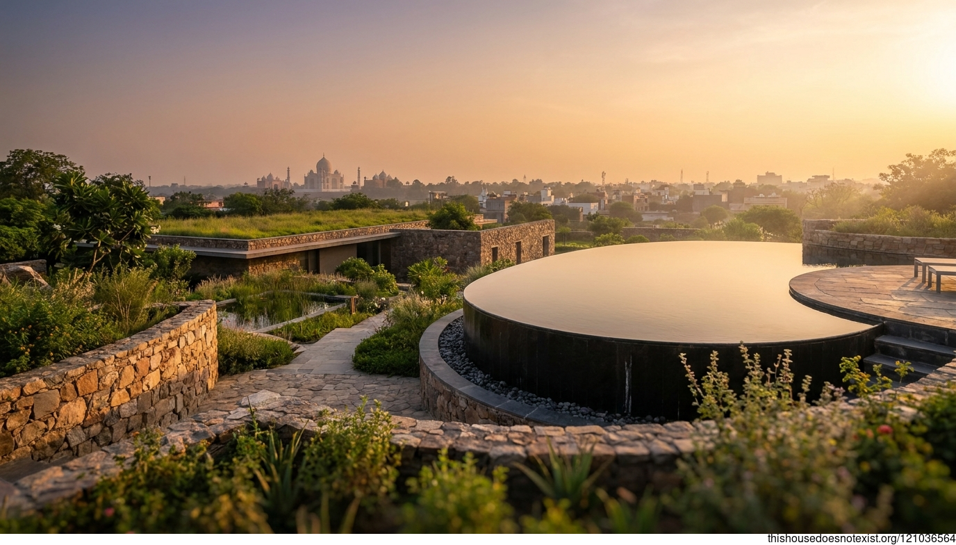 Modern Circular Slate Garden, Agra