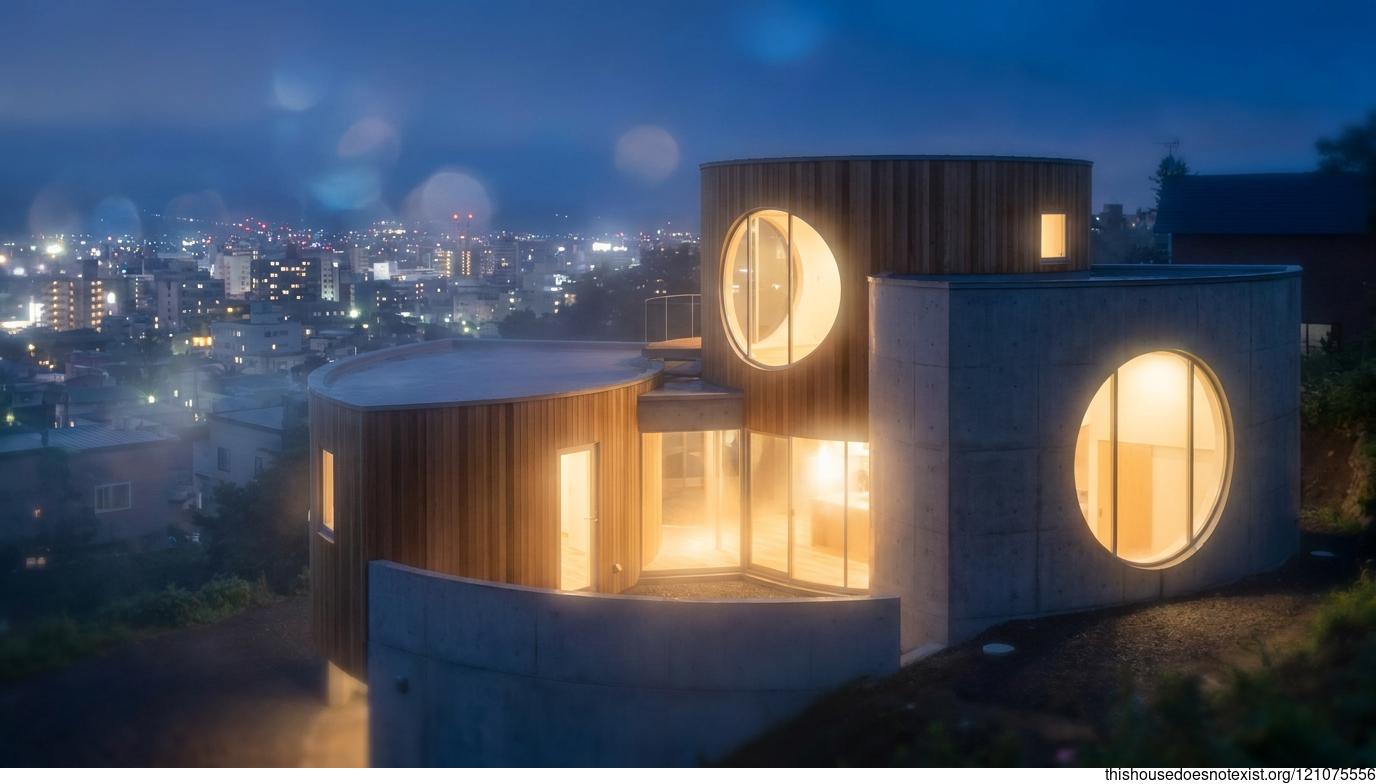 Circular Concrete Cedar Glass
