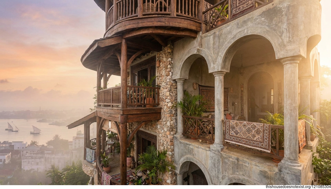Curved Stone Sunset Mombasa House
