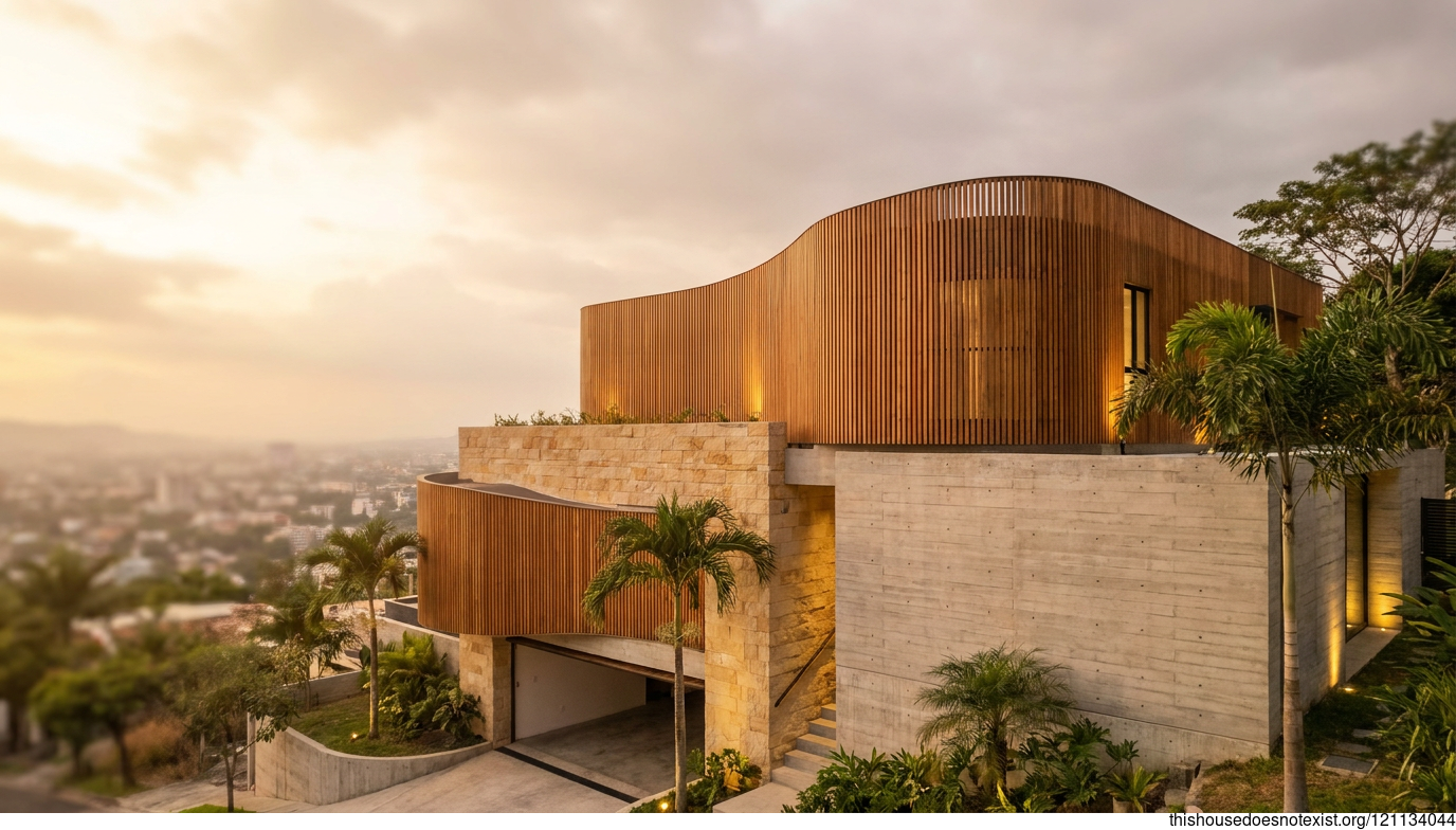 Curved Concrete Sunset House