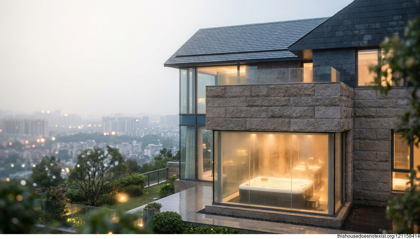 Rectangular Granite Art Deco Modern Residence
