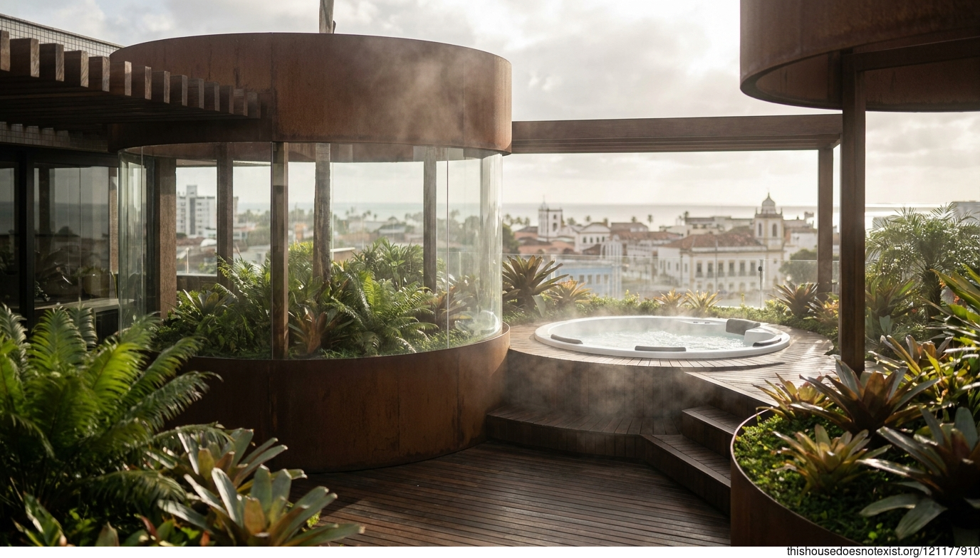 Brutalist Garden with Corten Jacuzzi
