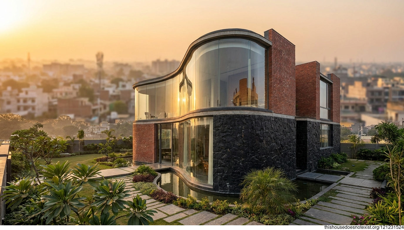 Modern Ludhiana Garden at Sunset