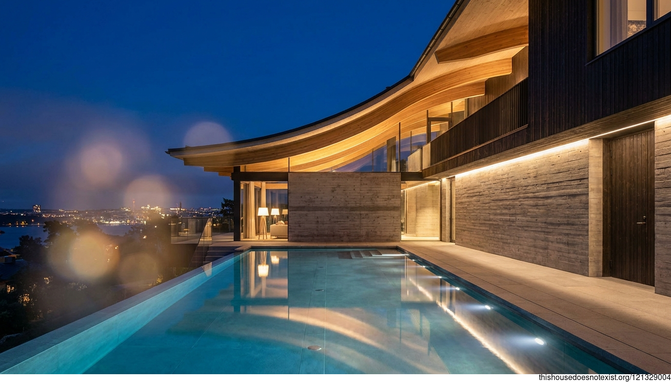 Curved Timber Night Pool