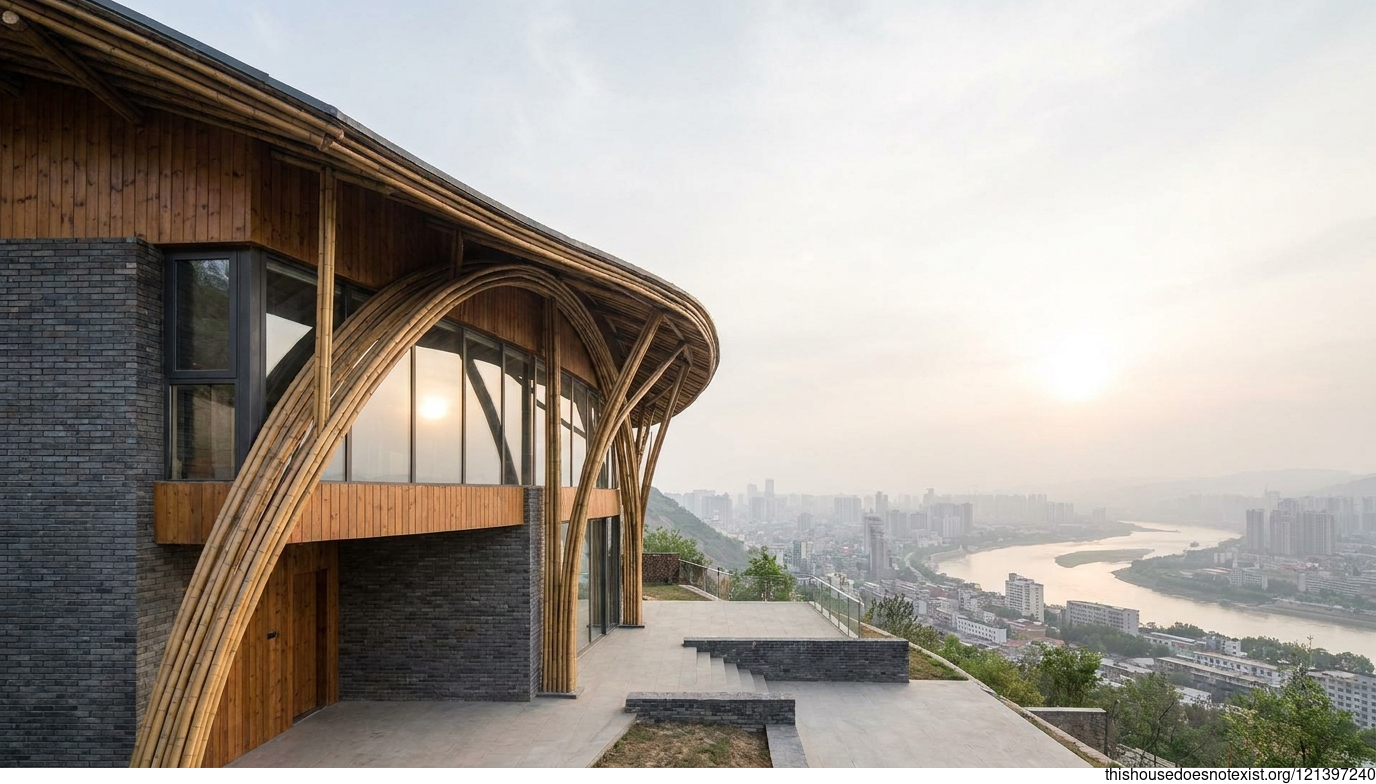Curved Bamboo House, Lanzhou Midday