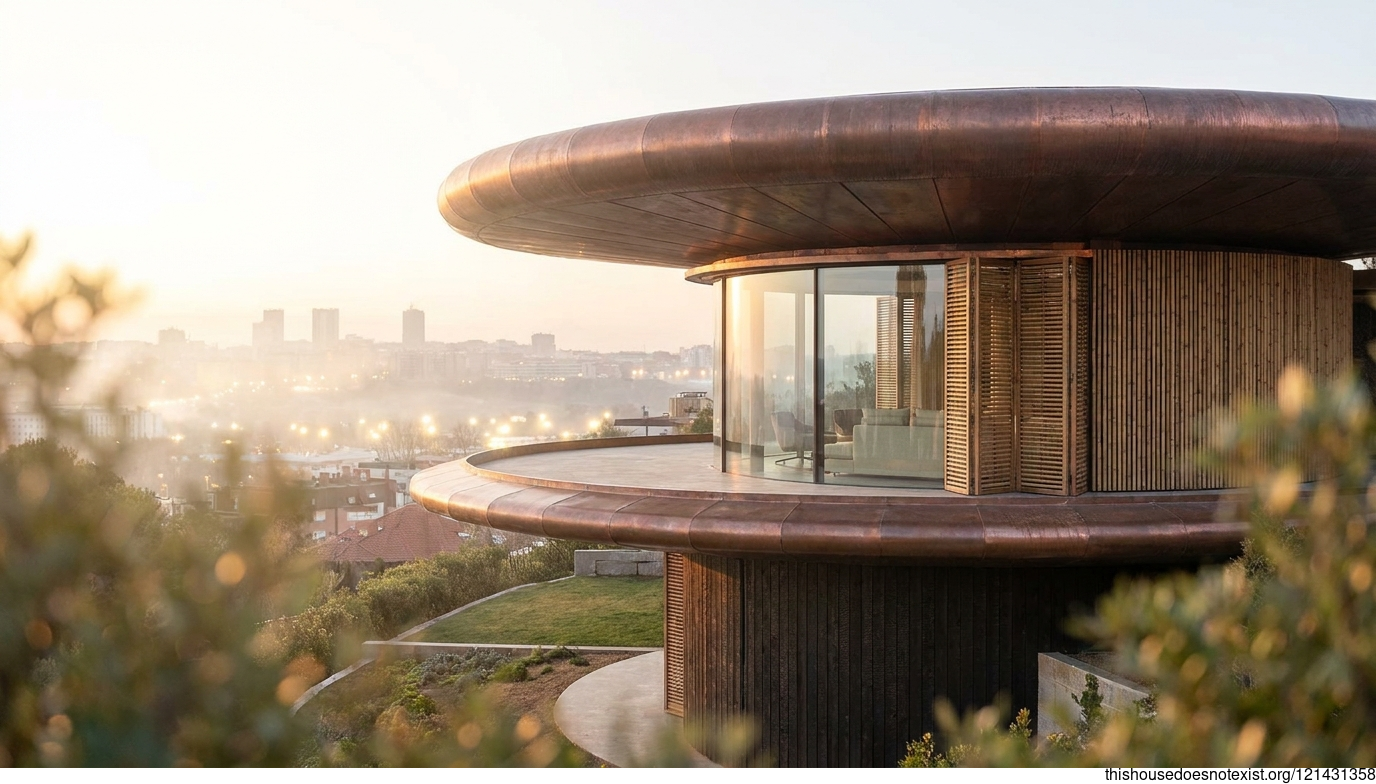 Futuristic Copper Home, Madrid Sunrise