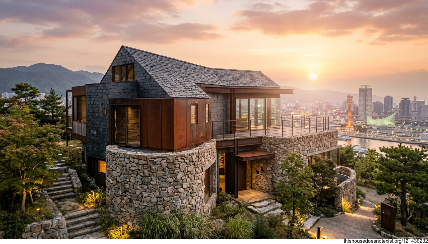 Curved Steel Stone House